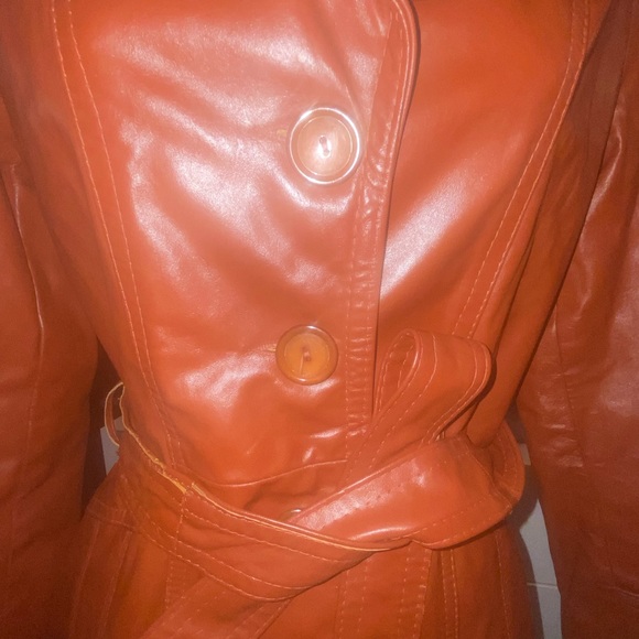 70s Vintage Prices of Oakland Genuine Leather Trench Coat - Picture 4 of 15